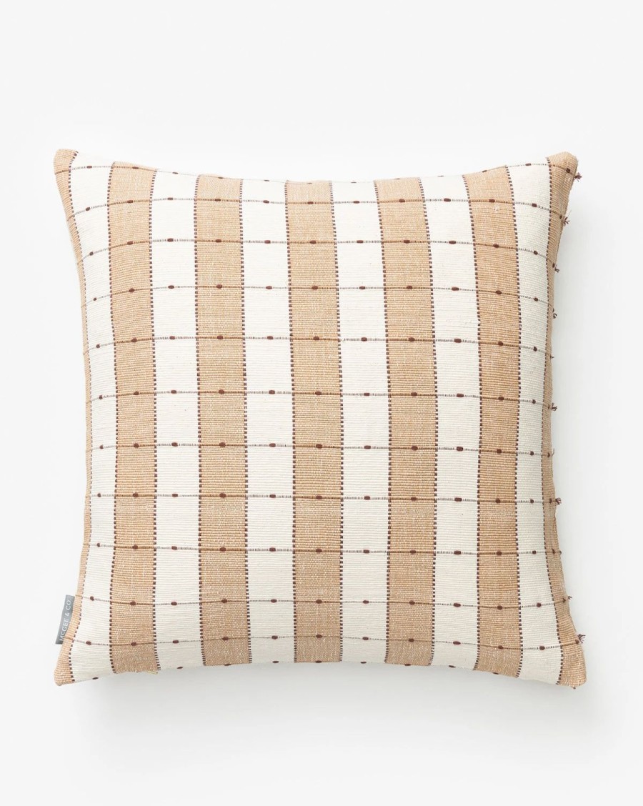 * Vintage Tan Check Pillow Cover No. 2 Patterned Pillows