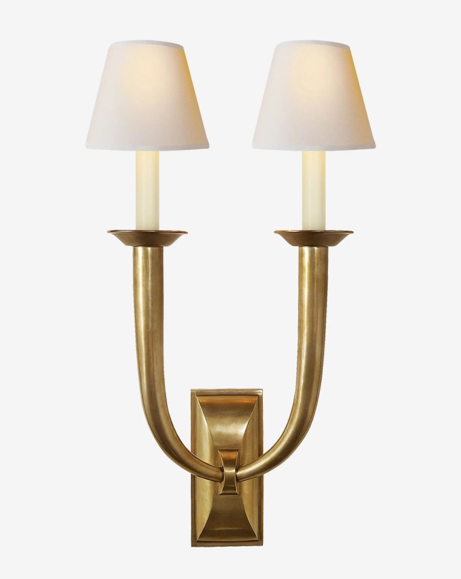 * French Deco Horn Double Sconce Sconces