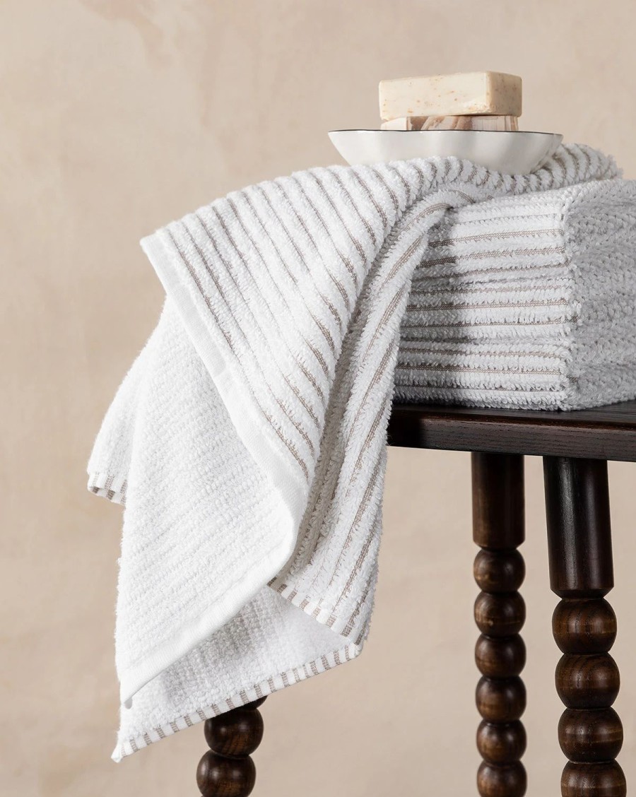 * Taupe Striped Bath Collection Towels