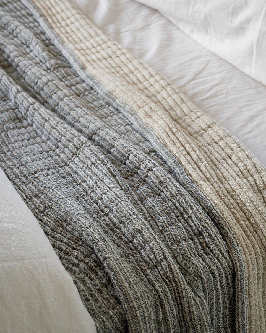 * Hanson Striped Cotton Coverlet Quilts & Throws