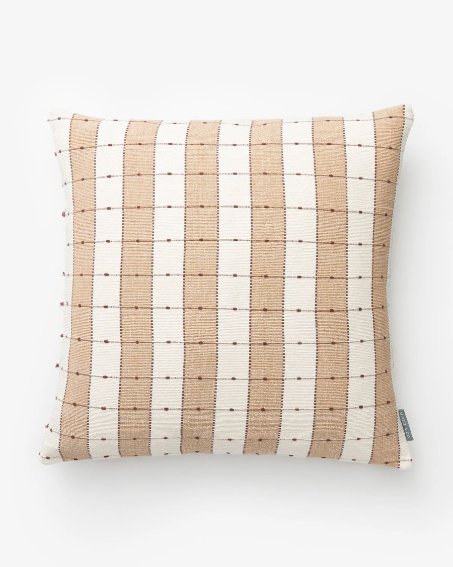 * Vintage Tan Check Pillow Cover No. 1 Patterned Pillows