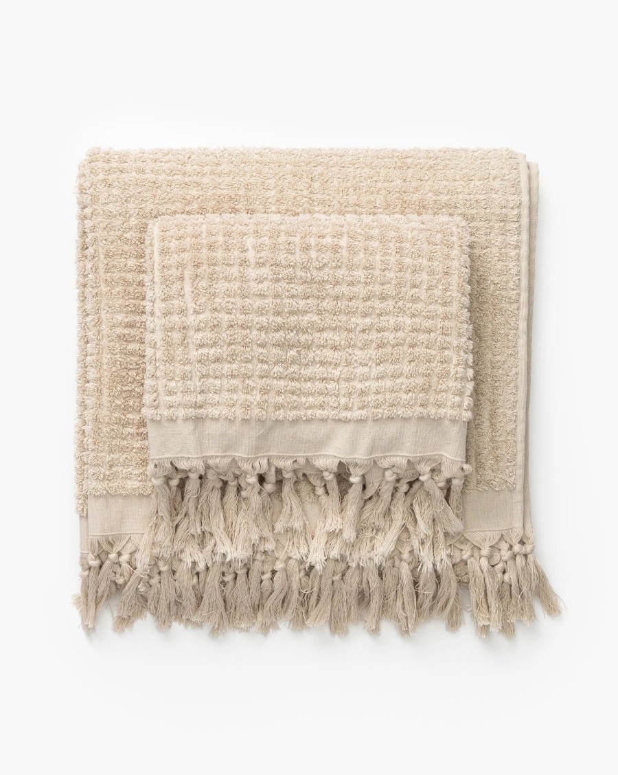 * Una Tan Fringe Bath Collection Towels