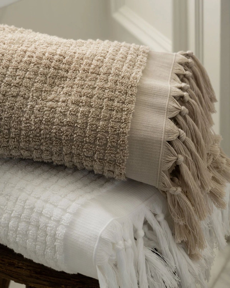 * Una Tan Fringe Bath Collection Towels