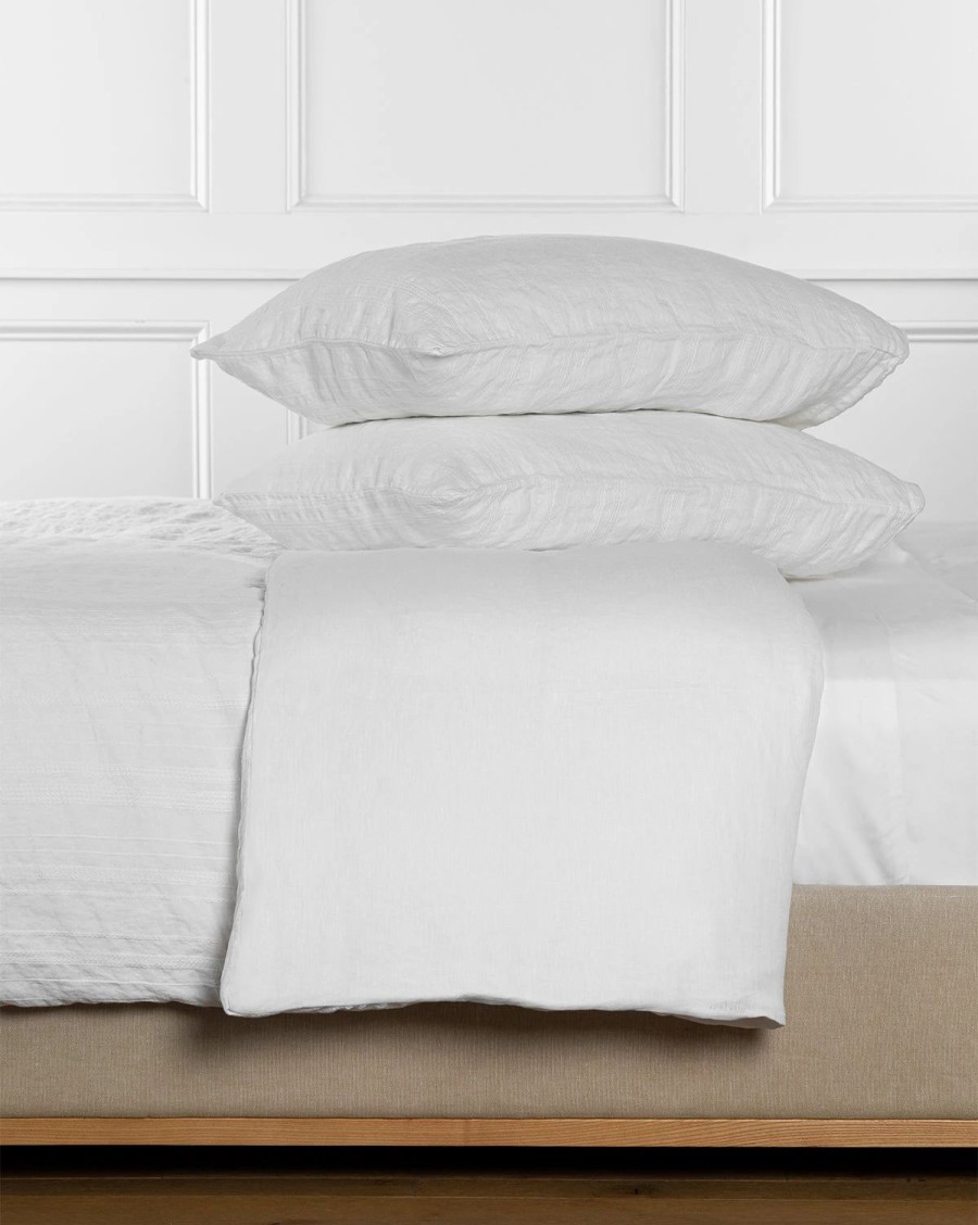 * Carter Woven White Linen Duvet Duvet Covers