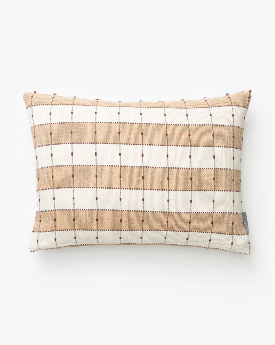 * Vintage Tan Check Pillow Cover No. 7 Patterned Pillows