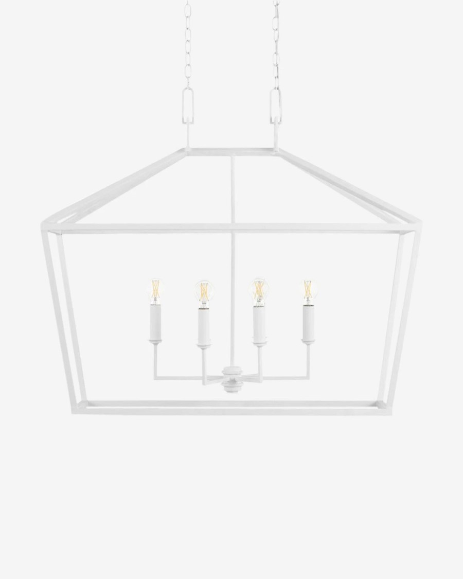 * Denison White Rectangular Lantern Chandeliers