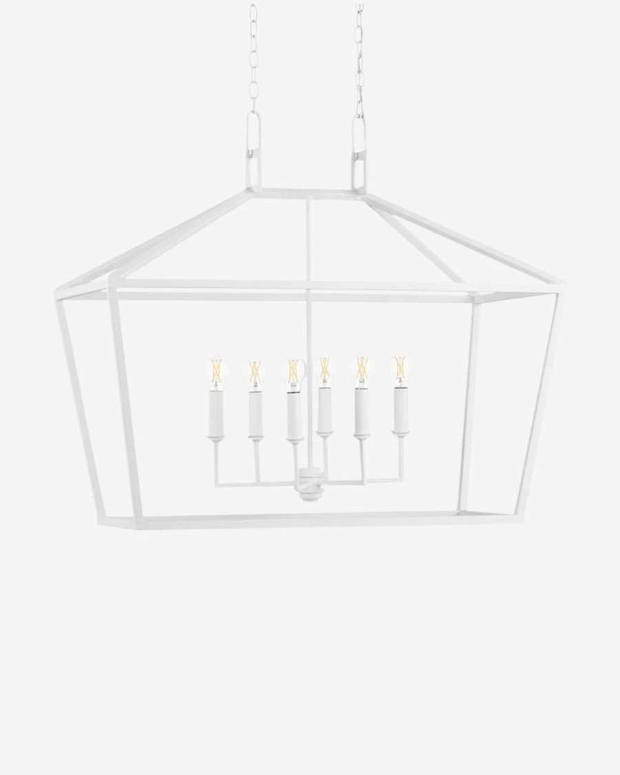 * Denison White Rectangular Lantern Chandeliers