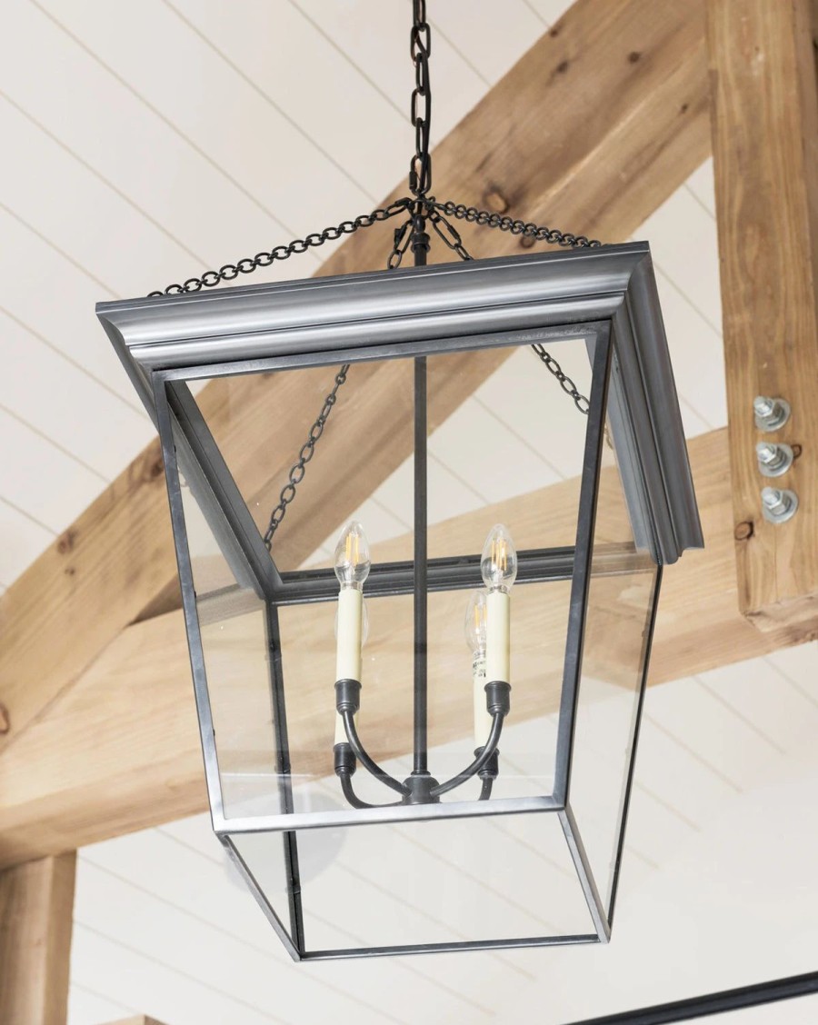 * Cornice Small Hanging Lantern Blackened Rust Pendants