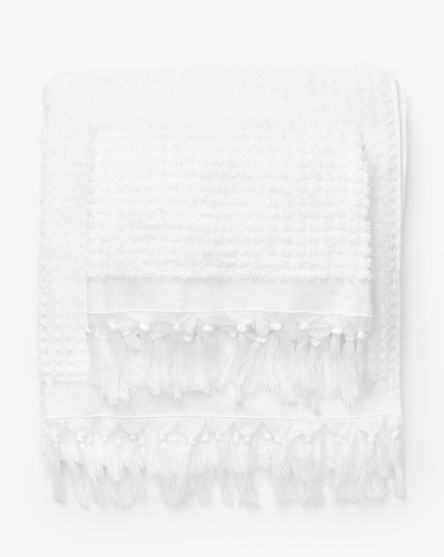 * Una White Fringe Bath Collection Towels