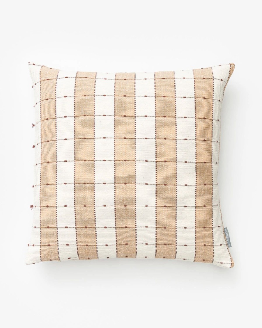 * Vintage Tan Check Pillow Cover No. 3 Patterned Pillows